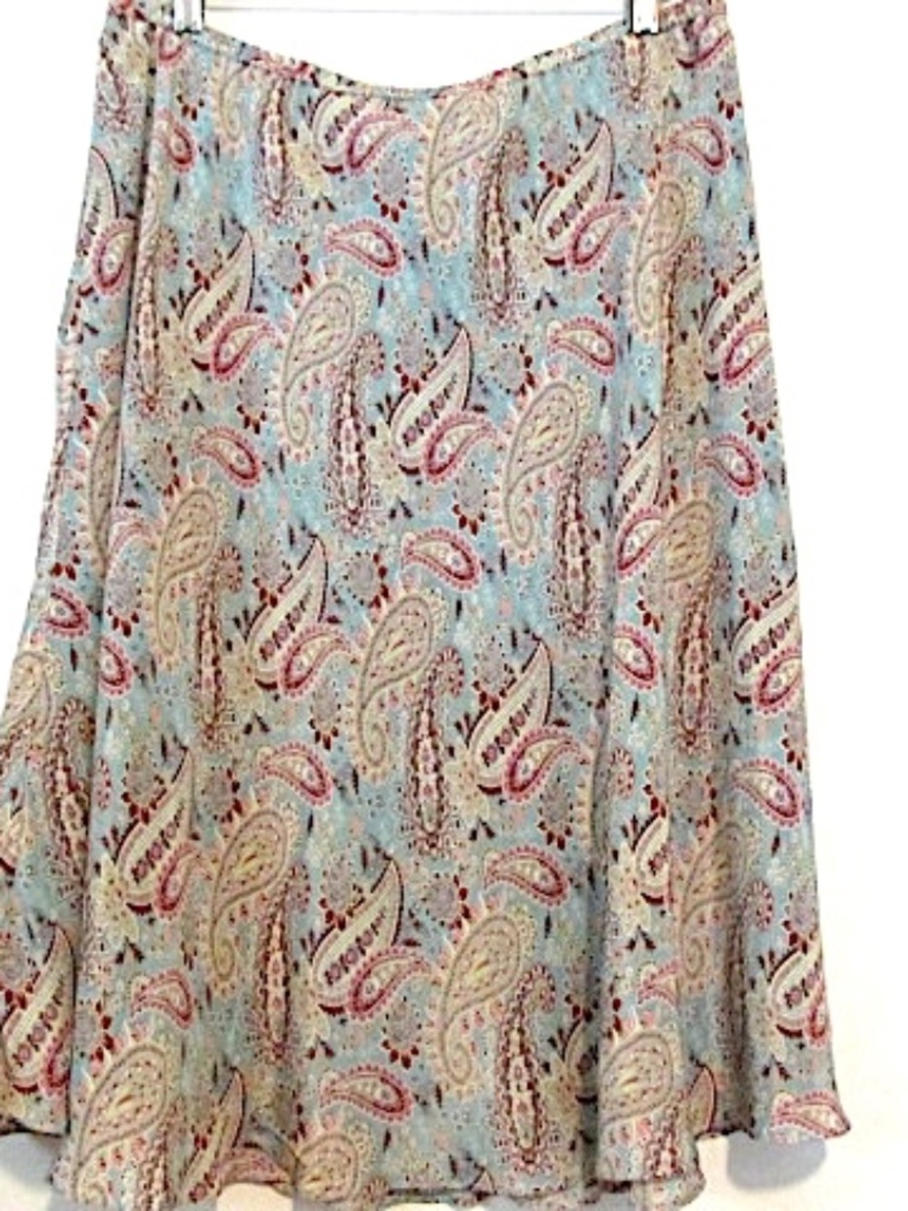 Sundance Pull-on Paisley Silk Skirt, Size 16